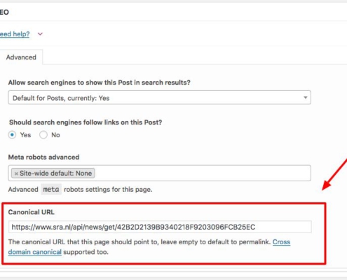 sra nieuws wordpress plugin canonical yoast seo option